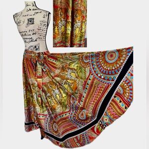 Tropical Leopard Print Maxi Skirt Flowy Wavy Sz M Eclectic Maximalist BaddieCore